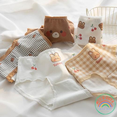 Set 5 quần lót bé gái kháng khuẩn cao cấp họa tiết thỏ dễ thương cute từ 26- 46 Kg quần chip nữ