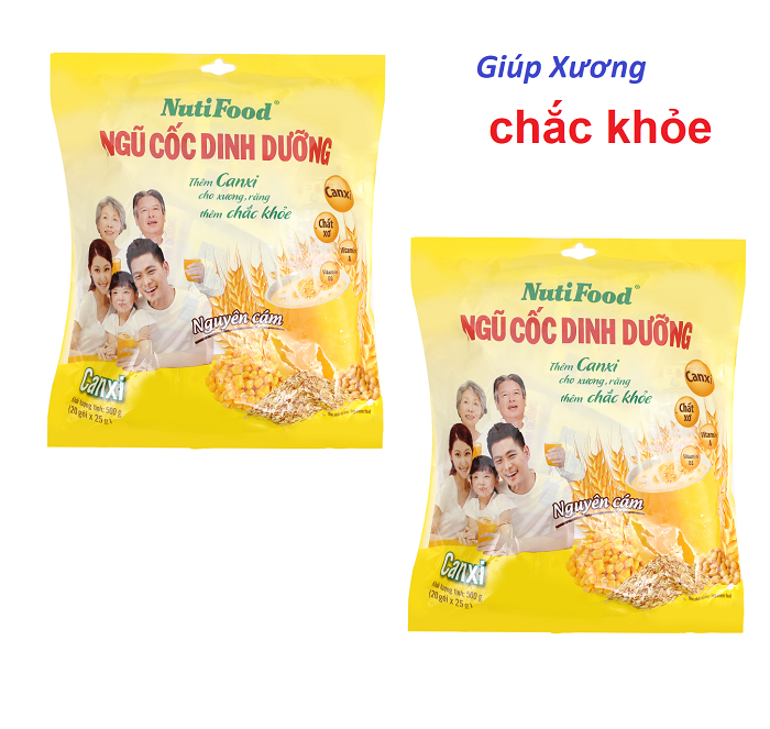 Combo 2 túi NGŨ CỐC DINH DƯỠNG NGUYÊN CÁM NUTIFOOD CANXI 500GRAM , Giúp Xương,Răng Chắc Khỏe.