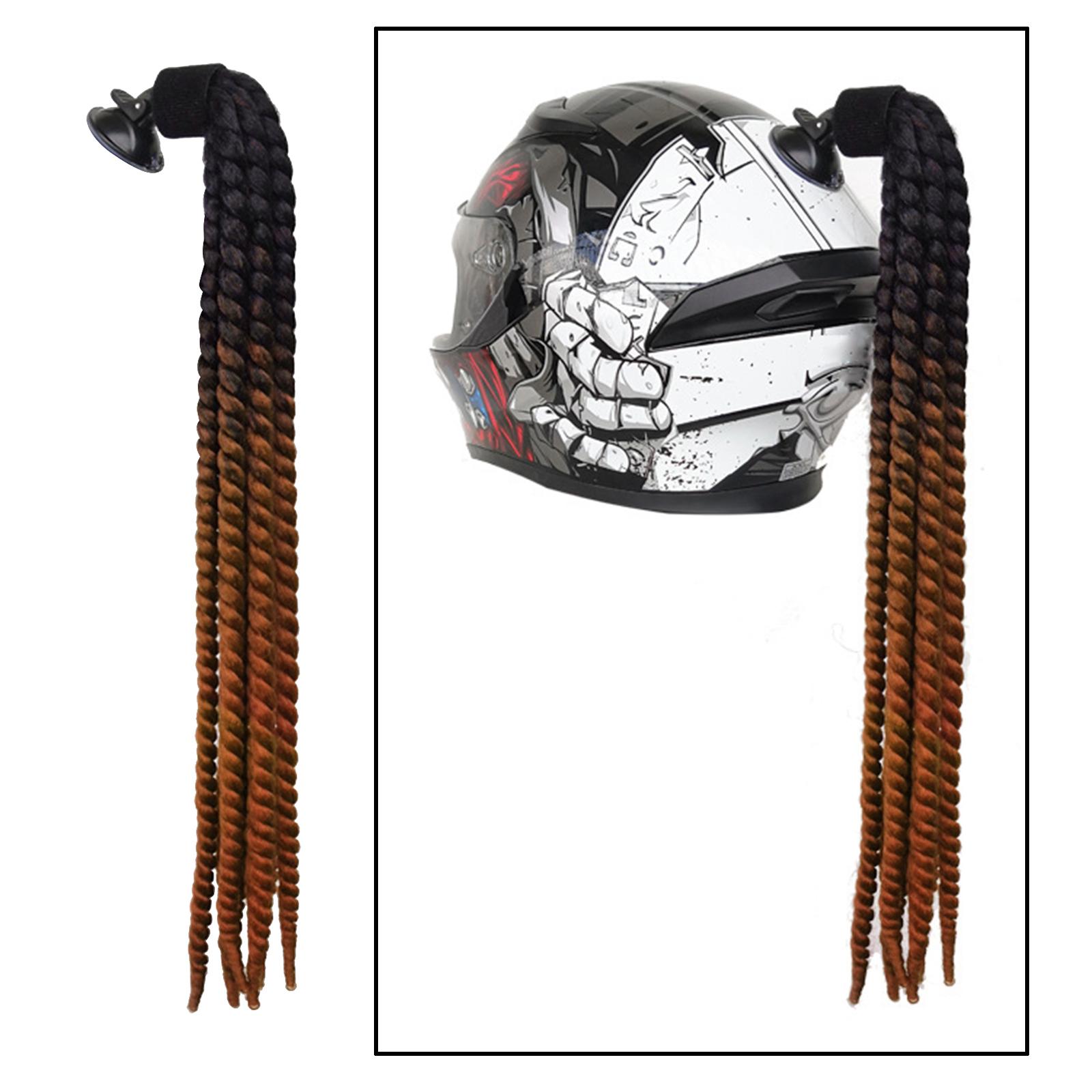 Helmet Pigtails Gradient Ramp Helmet Braids Ponytail Helmet Hair for Motorbike Motorcycle Helmet Braids Hair Tails