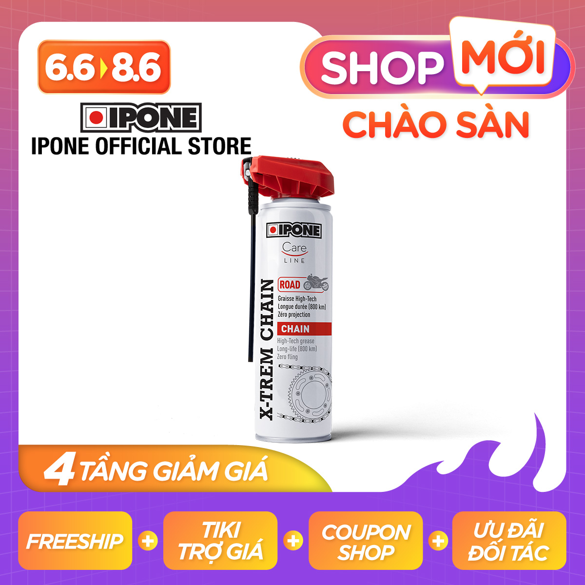 Chai Xịt Dưỡng Sên/Xích Ipone X-trem Chain Road (250ml) - Hàng chính hãng