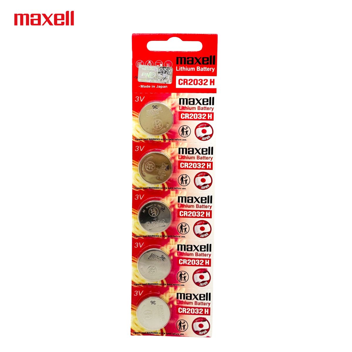 Vỉ 5 Viên Pin CR2032 Maxell Lithium 3V Made in JAPAN - Hàng chính hãng