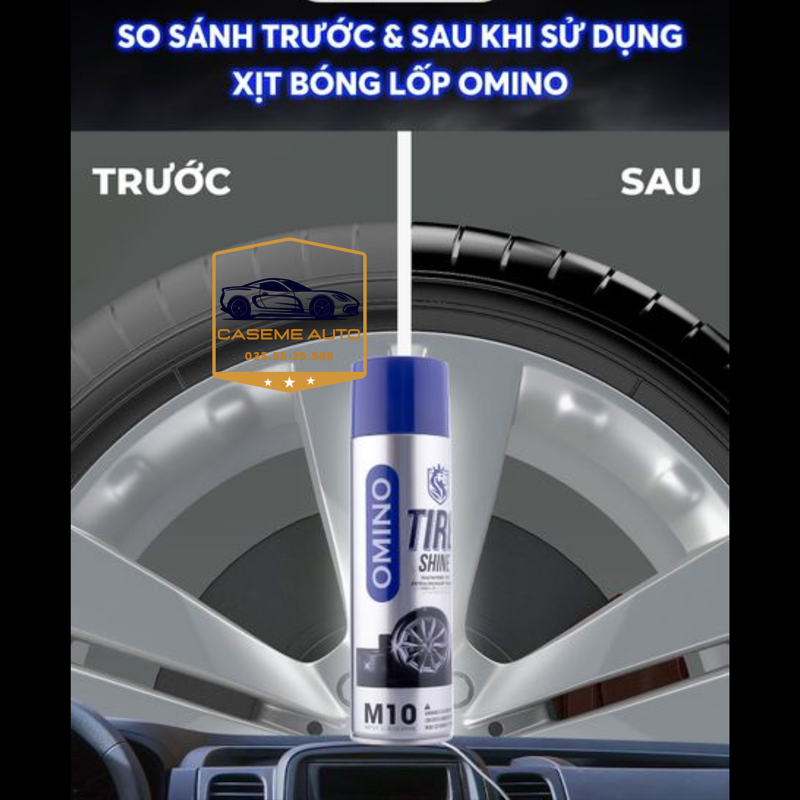 Dung Dịch Dưỡng Bóng Lốp Ô Tô OMINO M10 500ml, Phục Hồi Nhựa Đen, Chống Bạc Màu, Làm Bóng Vỏ Xe – Hàng Nhập Khẩu