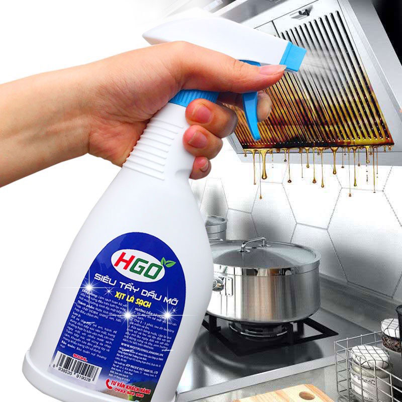 Tẩy dầu mỡ nhà bếp HGO làm sạch máy hút mùi, mặt bếp, tường gạch ốp, chậu rửa bát an toàn, tiện lợi, hiệu quả 500ml