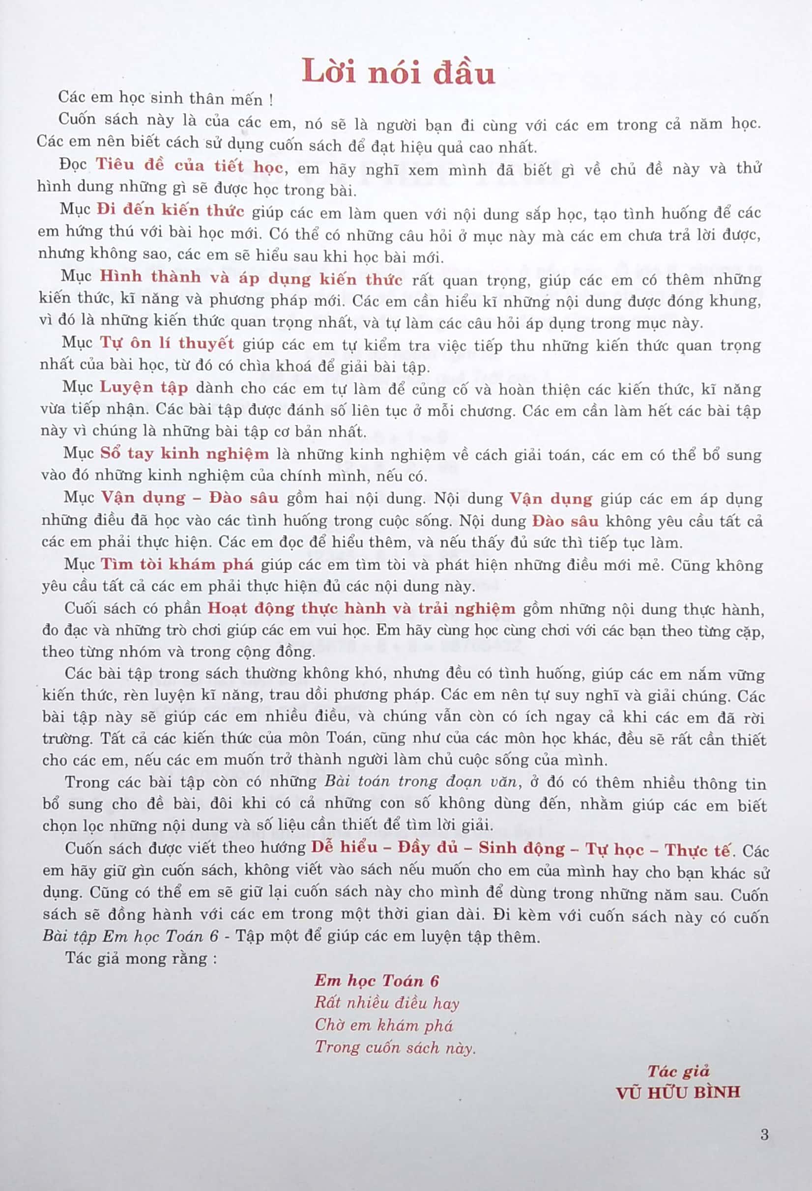 Dùng Chung Cho Các Bộ SGK Hiện Hành - Em Học Toán Lớp 6 - Tập 1