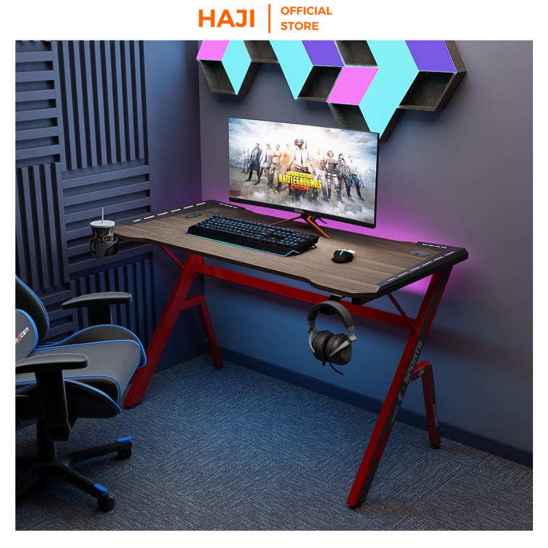 Bàn gaming có hệ thống đèn led năng động, bàn làm việc thông minh, năng động thương hiệu HAJI C70