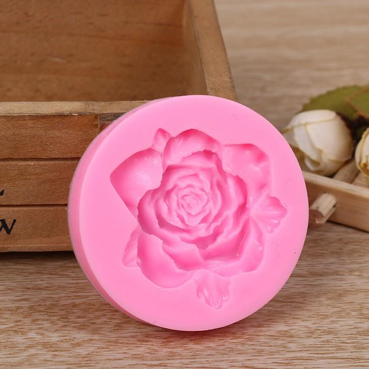Khuôn silicon 3D hoa hồng có lá