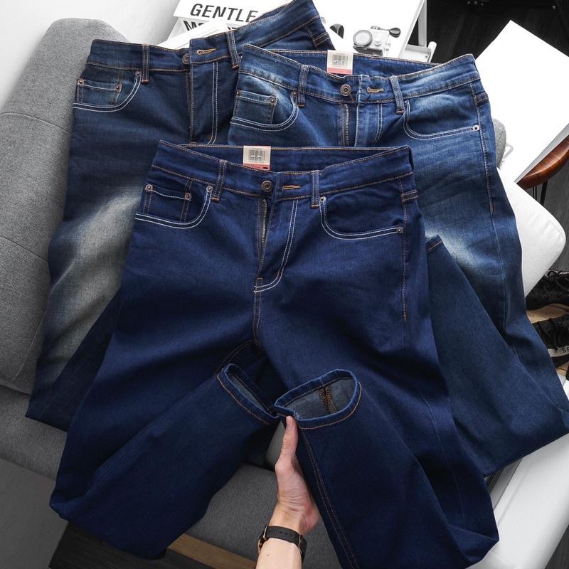 Quần jean nam ống đứng - ống đứng jean co giản - xanh đậm wax