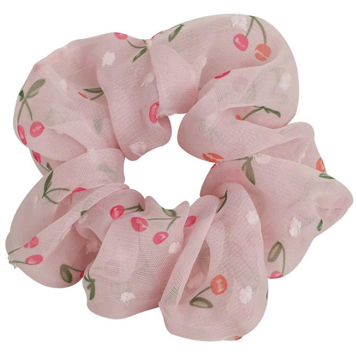 Sét 2 dây buộc tóc voan cherry Scrunchies tinh tế vòng lớn HD43