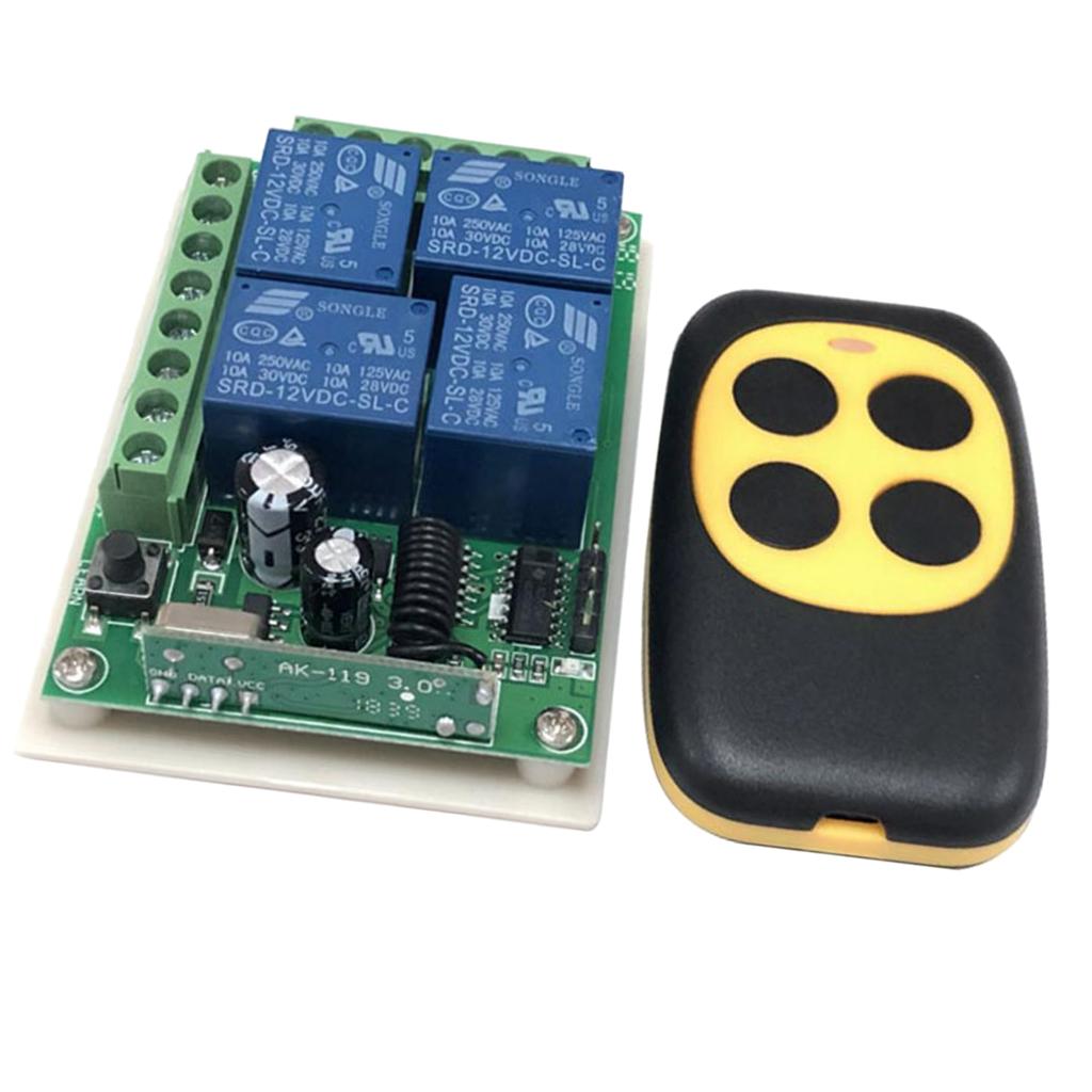 Universal Wireless Remote Control Switch - 4CH Relay Receiver Module and RF Transmitter- Electronic Lock Control