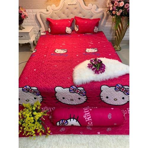 BỘ CHĂN RA VỎ GỐI 5 MÓN COTTON HELLO KITTY CHO BÉ
