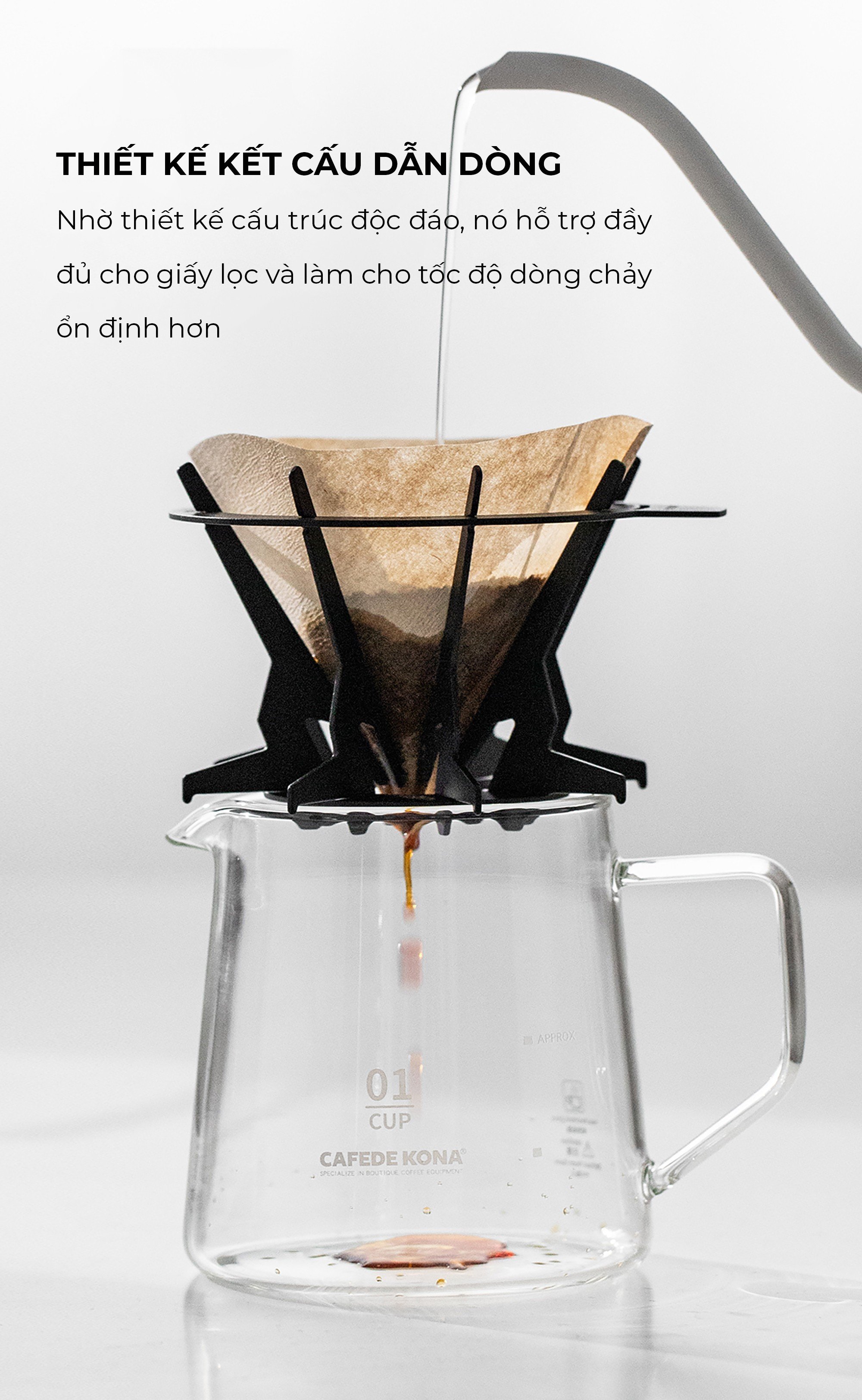 Phễu V60 01 bằng thép Nhật Cafede Kona