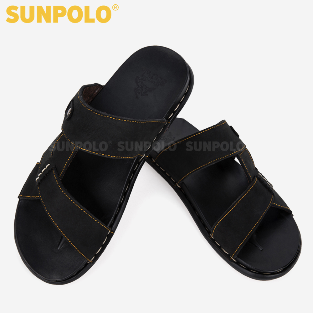 Dép Nam, Dép Quai Ngang Nam Da Bò SUNPOLO SNA101 Trẻ trung