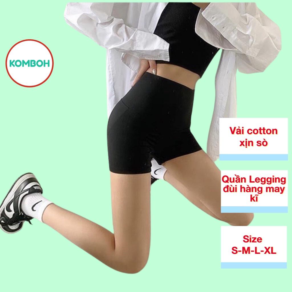 Quần legging nữ đùi KOMBOH vải thun cao cấp biker nữ đùi ngố đồ mặc nhà dáng ôm bó lưng thun tập gym yoga