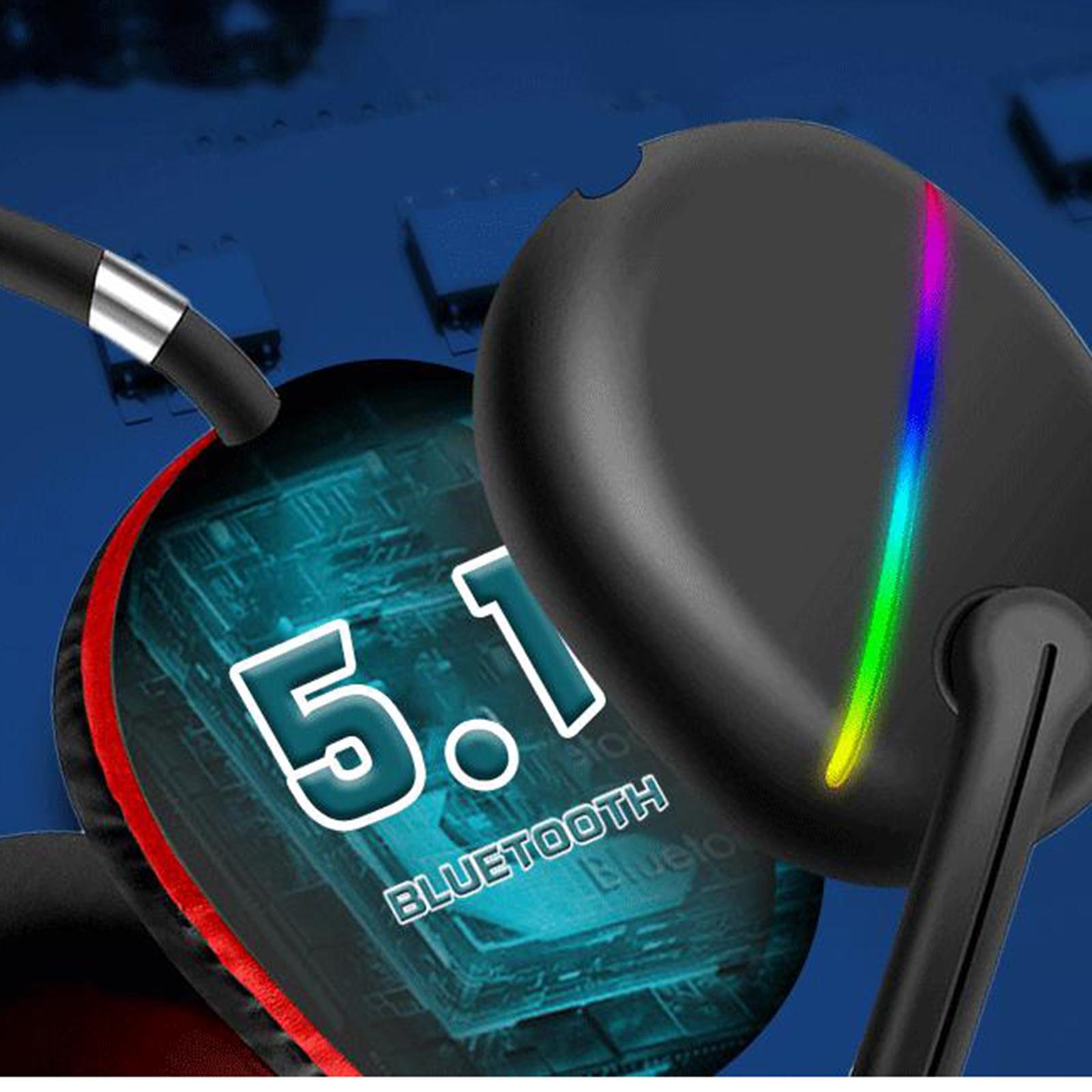 2 Bluetooth 5.1 Headphones with Microphone, RGB Lights, HiFi Low Latency Computer