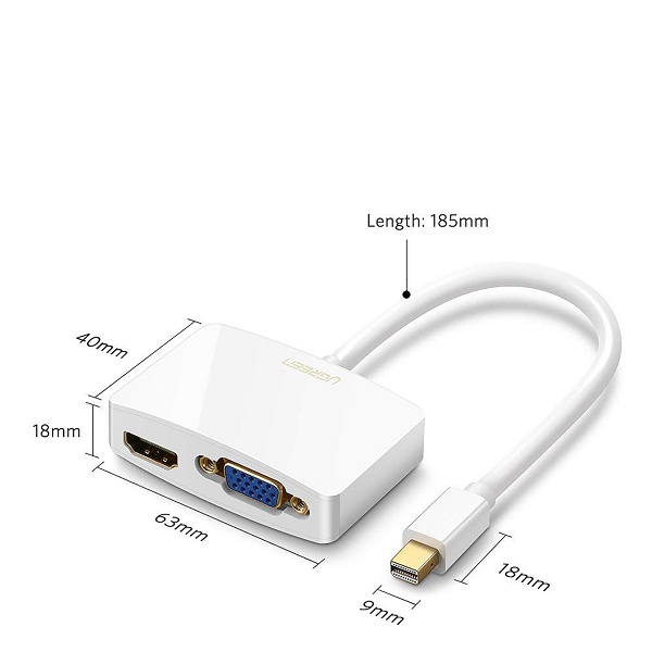 Cáp Mini DisplayPort to VGA + HDMI Ugreen 1042 - Hàng chính hãng