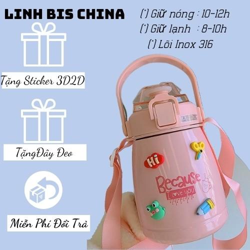 Bình giữ nhiệt 1100ml 1l, bình nước cute, cốc giữ nhiệt cao cấp inox 304 không rỉ