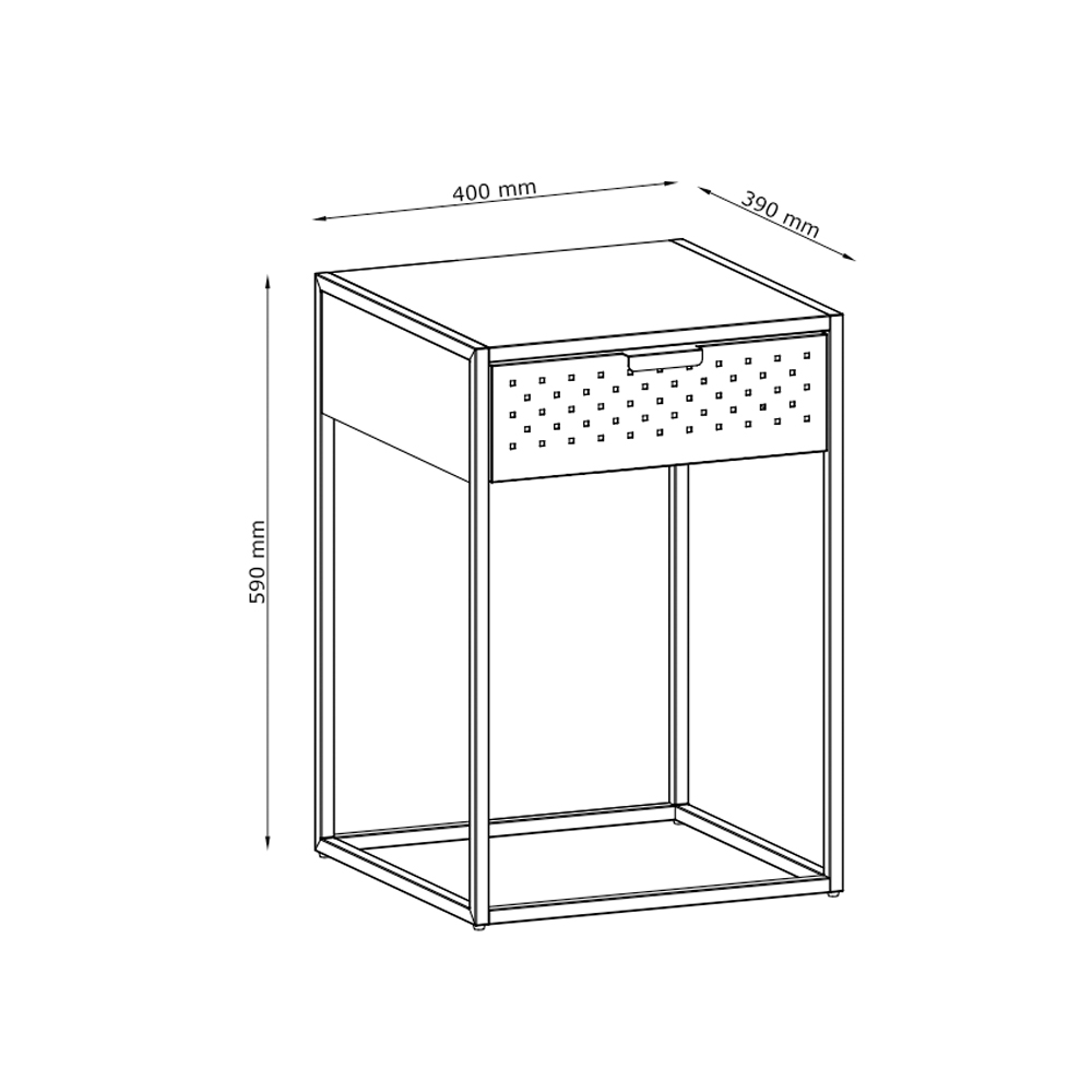 Tủ đầu giường | JYSK Virum | kim loại | đen | R40xS39xC59cm