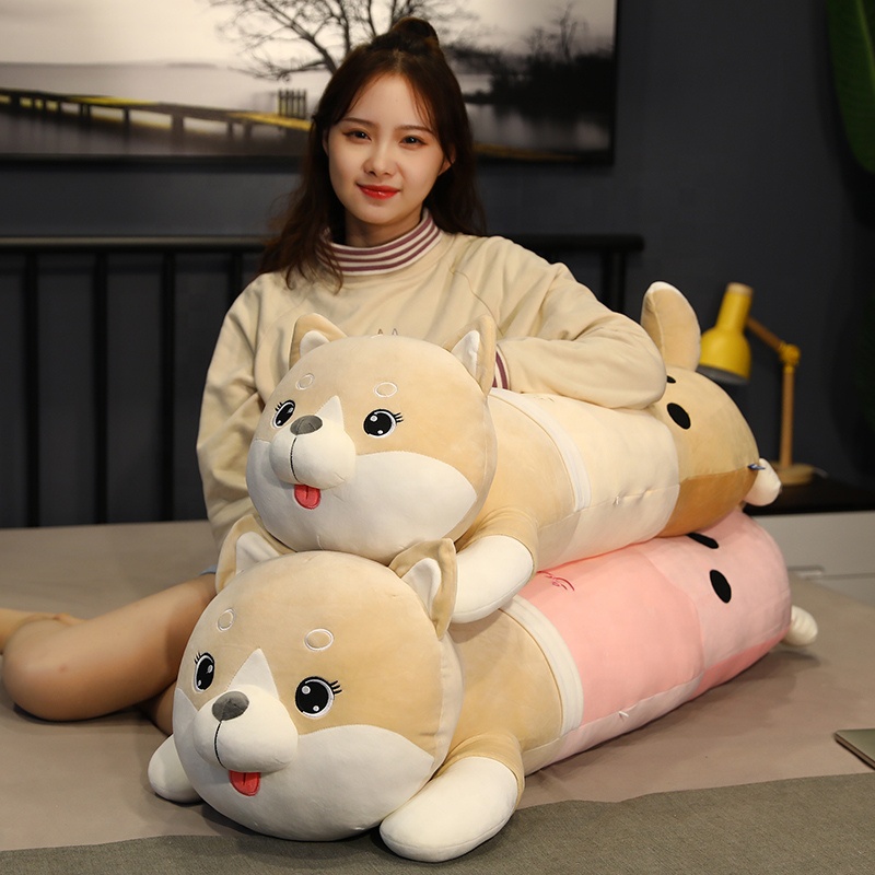 Thú nhồi bông chó shiba bụng trà sữa cute - Size 1m2 - Quà tặng gấu bông bình trân châu đầu chó shiba dễ thương.