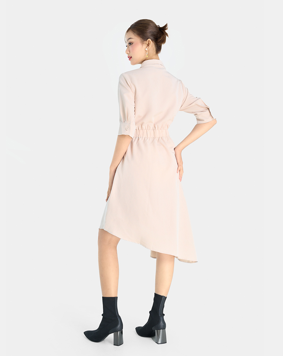 Đầm Lửng Nữ Thời Trang JUNO Tay Lỡ Vạt Lệch JNDLU037