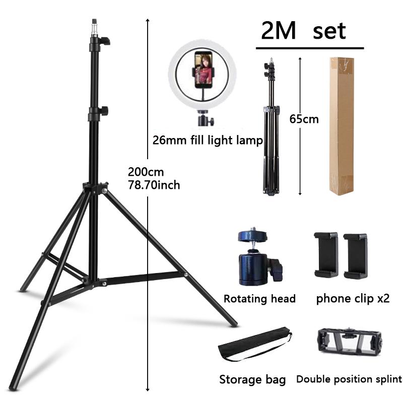 Chân Máy 160/200Cm Cho Điện Thoại Và Máy Ảnh Chân Máy Vlog Đèn LED Có Giá Đỡ Điện Thoại Gậy Chụp Ảnh Chân Máy Đứng Sàn Màu Sắc: 2.0M Chân Máy 6 Cái