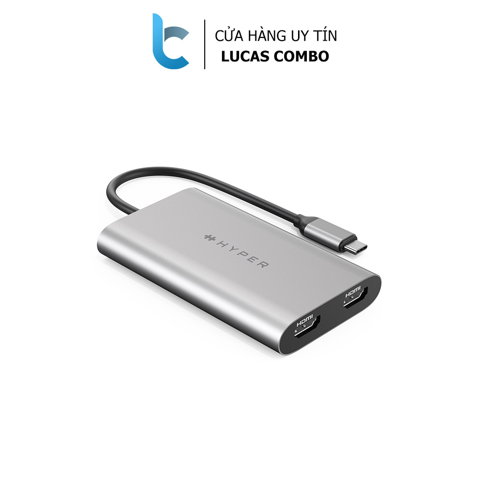 Cổng Chuyển/Hub USB-C Hyperdrive Dual 4K HDMI (2 màn hình) Dành Cho Macbook M1 - Hàng Chính Hãng