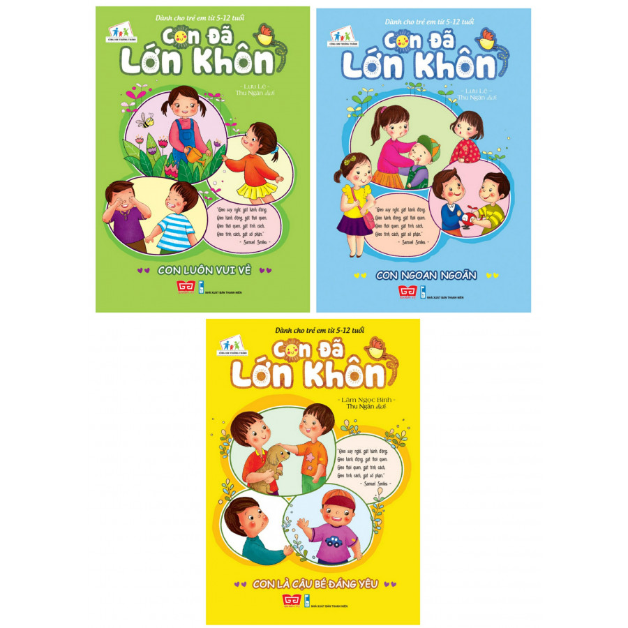 Combo Bộ Sách Thiếu Nhi Con Đã Lớn Khôn: Con Luôn Vui Vẻ, Con Ngoan Ngoãn, Con Là Cậu Bé Đáng Yêu (3 Cuốn) - Tặng kèm Bookmark thiết kế Aha