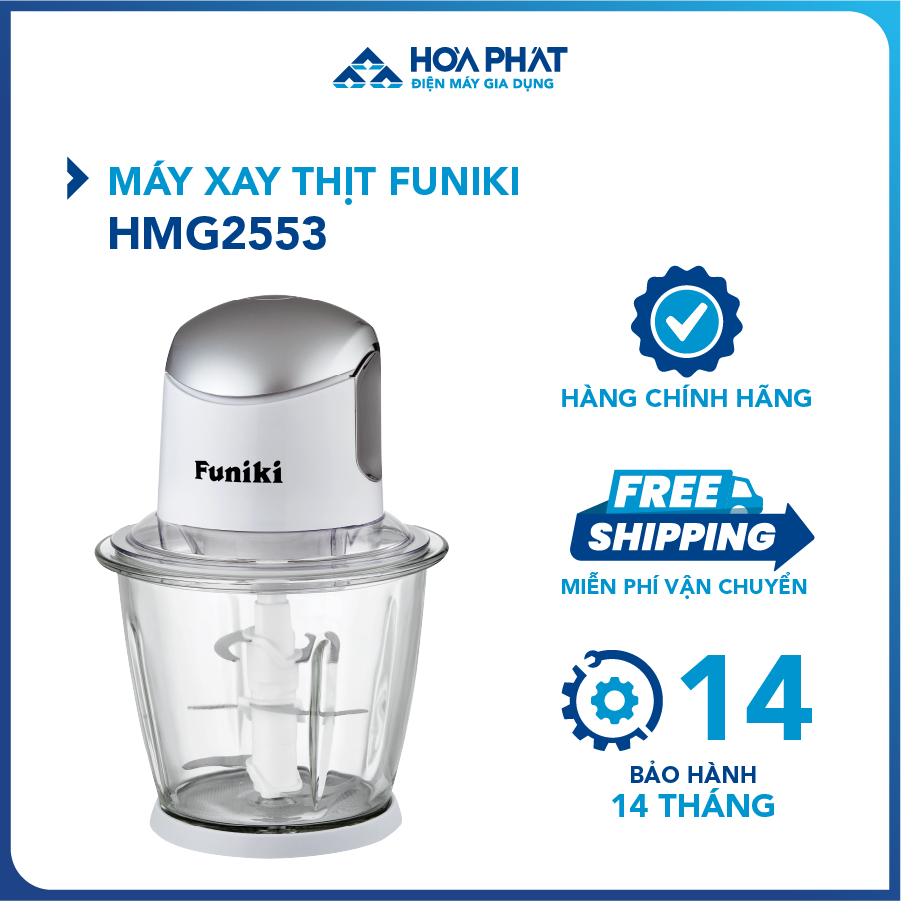 Máy xay thịt Funiki HMG2553 - Cối thủy tinh, công suất 500W - Hàng Chính Hãng