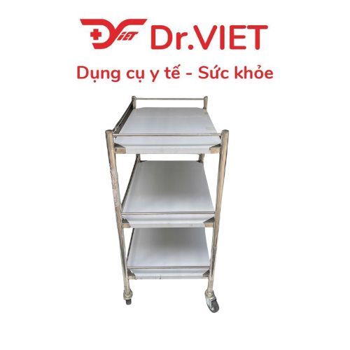 Xe đẩy Inox Drviet - 40x60 - 3 tầng - Không hộc