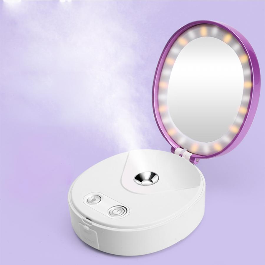 Gương trang điểm Beauty Mirror đa chức năng kết hợp phun sương nano + đèn LED + sạc dự phòng