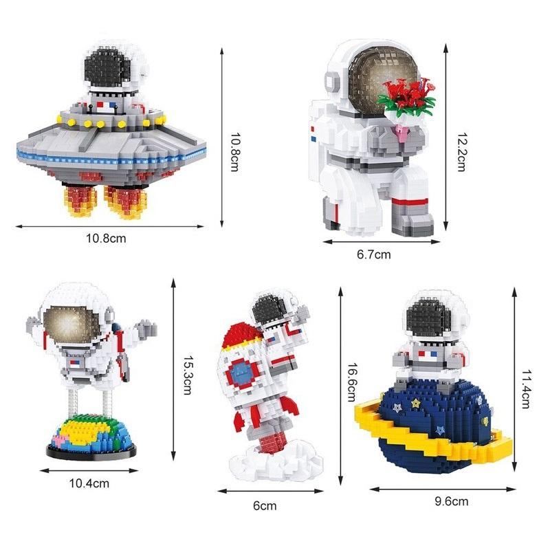 Đồ Chơi Nhân Vật Hoạt Hình Mô Hình Lắp Ráp Ghép Phi Hành Gia Tàu Phi Thuyền Ufo Gắn Kèm Đèn Led An Toàn