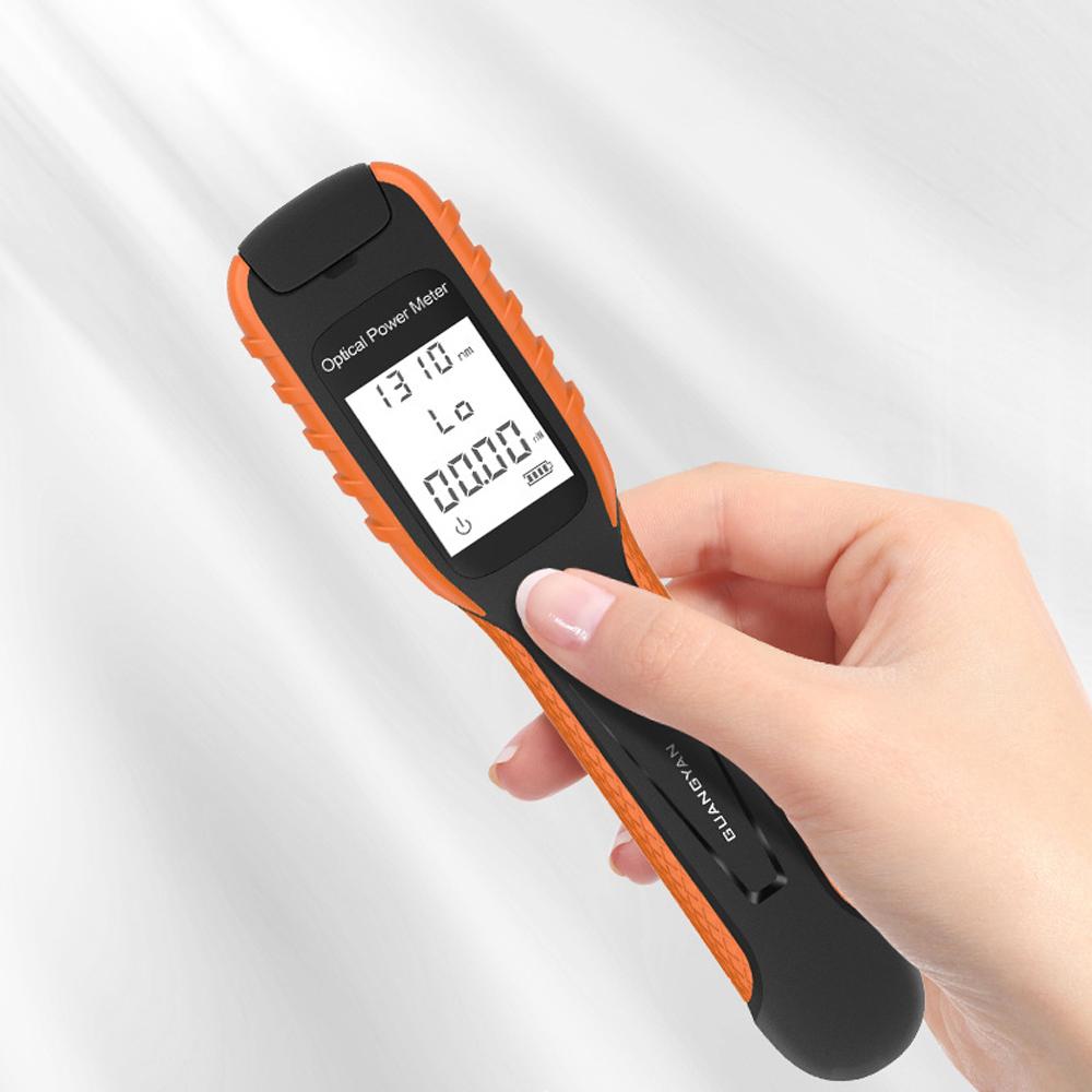 Mini Optical Power Meter High Precise Rechargeable Optical Fiber Detector 9 Standard Wavelength Cycle Switching with Frequency Recognition LED Flashlight Self-calibration Function