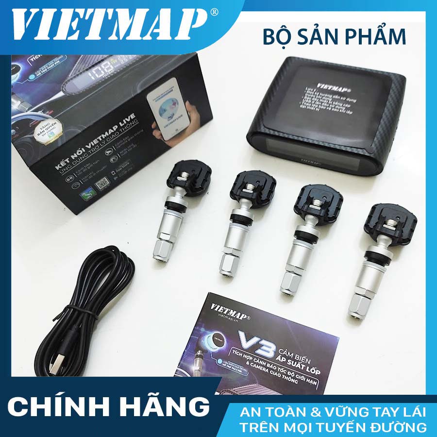 Cảm biến áp suất lốp Vietmap V3 van trong thay được pin - có cảnh báo tốc độ - Bảo hành 3 năm [TẶNG VIETMAP LIVE PRO