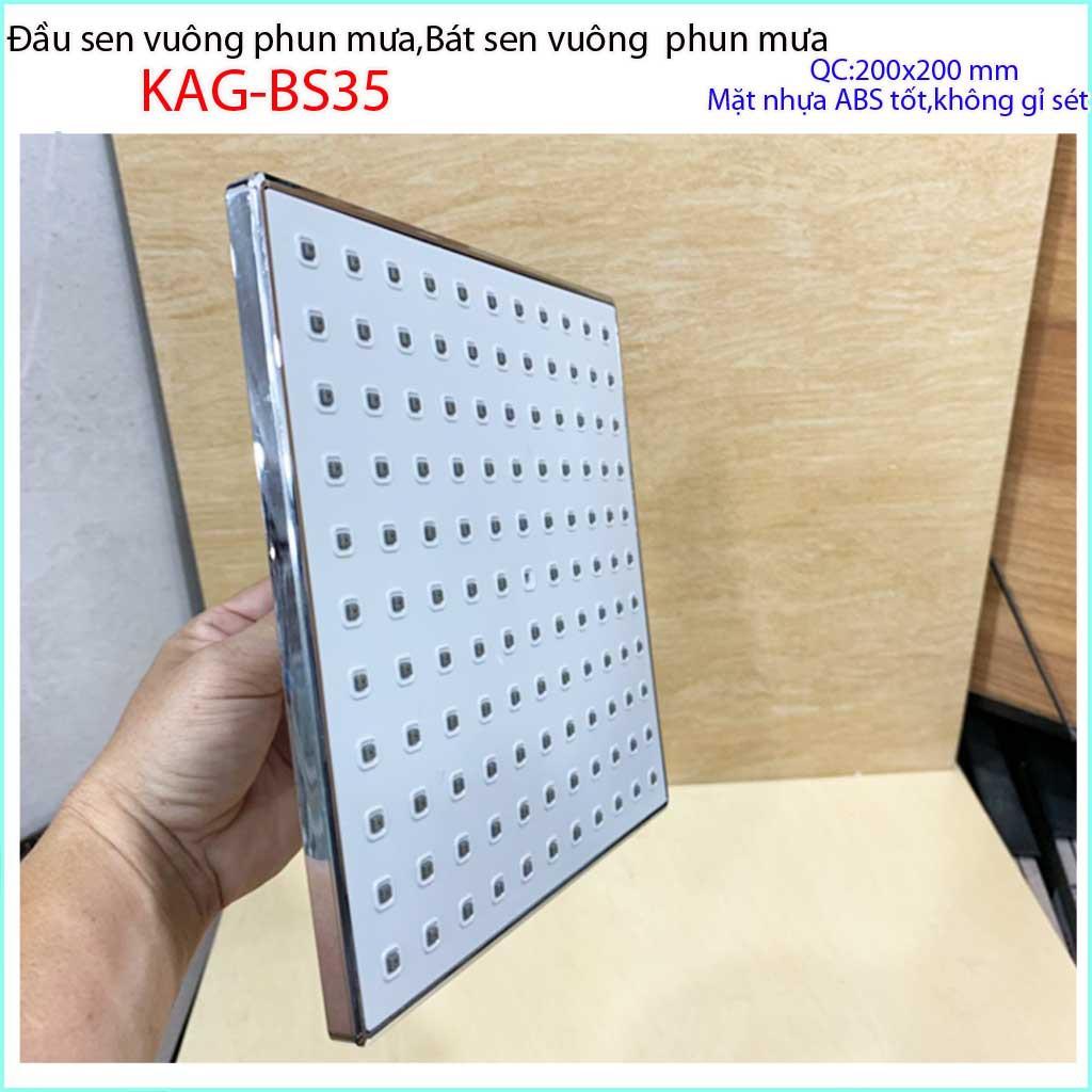 Bát sen tắm đứng vuông 20x20 cm KAG-BS40, đầu sen phun mưa, bát sen tắm phun mưa nước mạnh