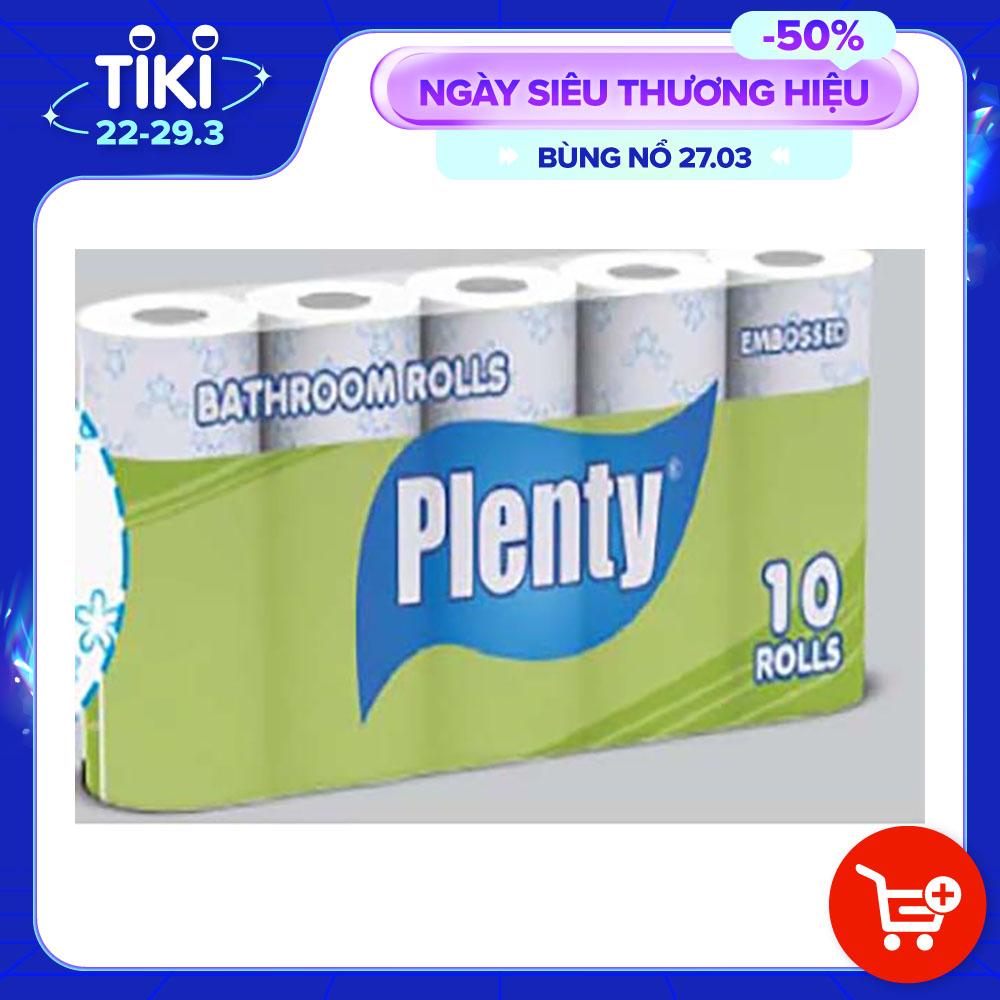 Combo 10 cuộn Giấy vệ sinh PLENTY, 2 Lớp, 215 Tờ/cuộn