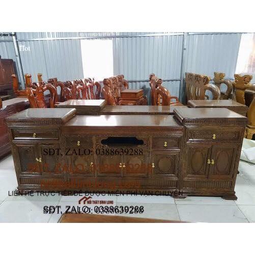 Kệ tivi mõ gỗ mun đuôi công