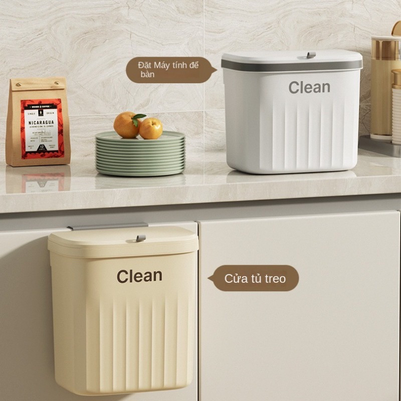 Thùng Rác Treo Tường Đa Năng Bền Chắc 12L Nắp Trượt Thùng Rác Treo Cánh Tủ Bếp Dán Trên Tường - HENRYSA