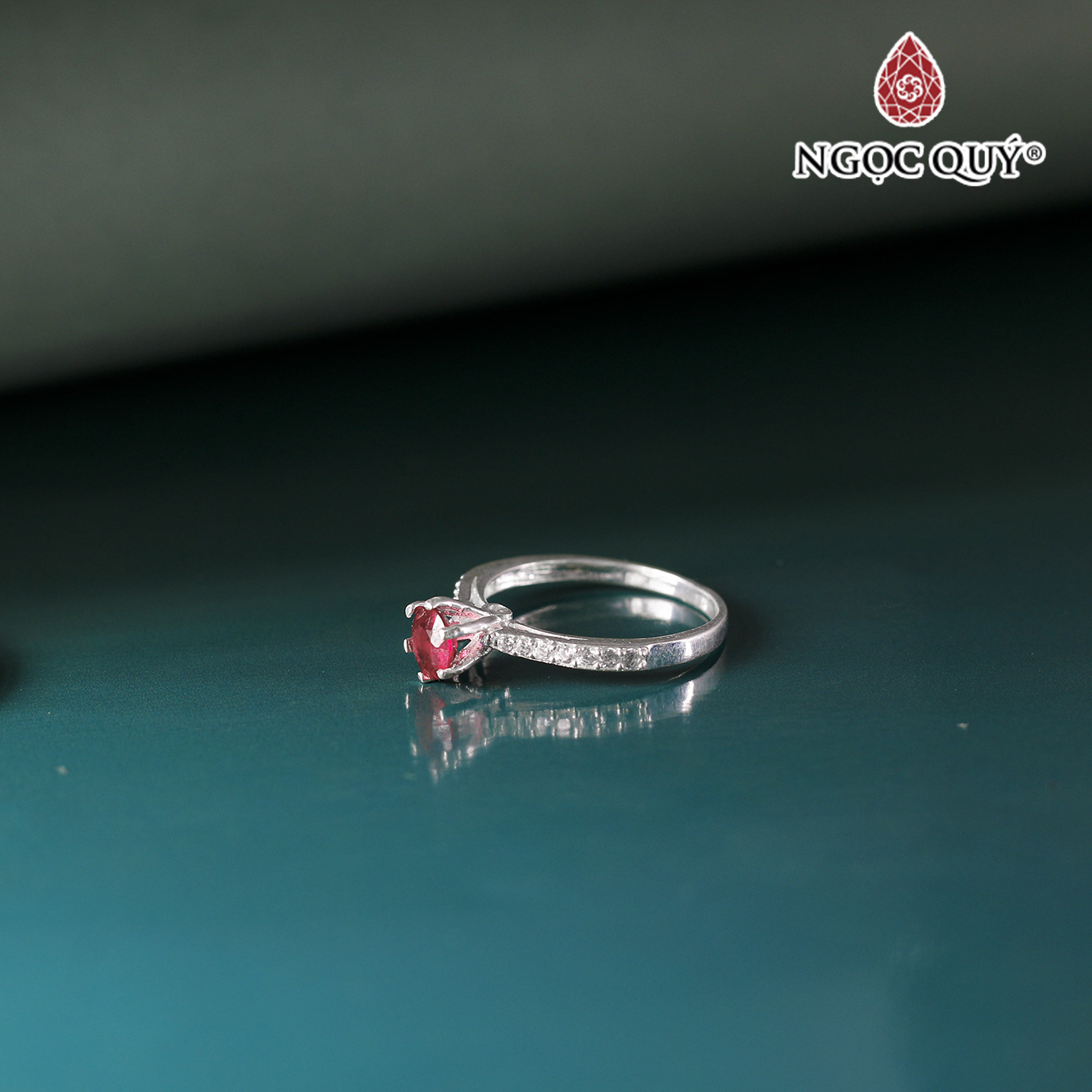 Nhẫn bạc đính đá Hạt 5mm Ni17 - Ngọc Quý Gemstones