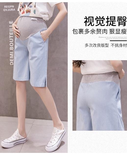Quần short lửng jeans mỏng cho mẹ bầu