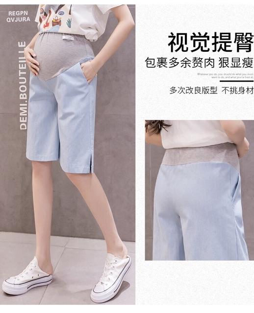 Quần short lửng jeans mỏng cho mẹ bầu(sẵn hàng giao ngay)