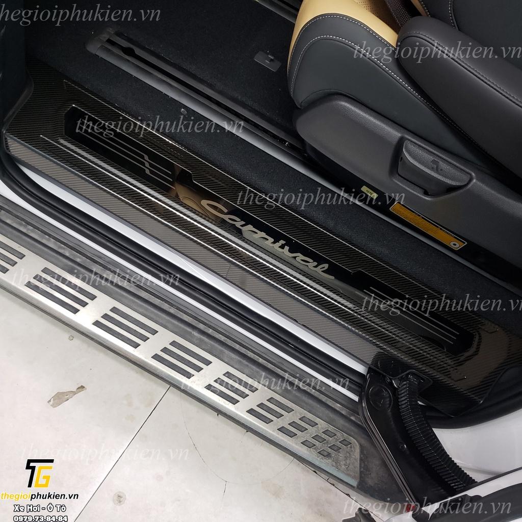 Bộ Ốp bậc cửa, Nẹp bước chân Kia Carnival vân Carbon