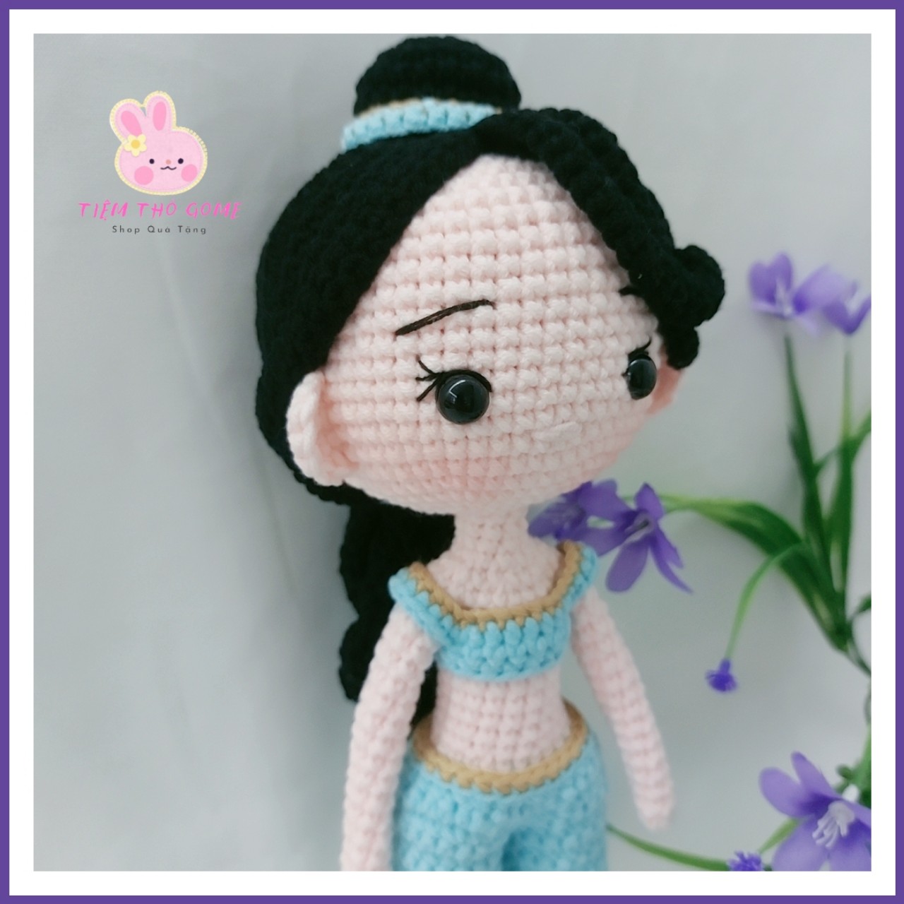 Búp bê nhồi bông, búp bê len móc handmade, Công chúa jesmine, quà cho cho bé