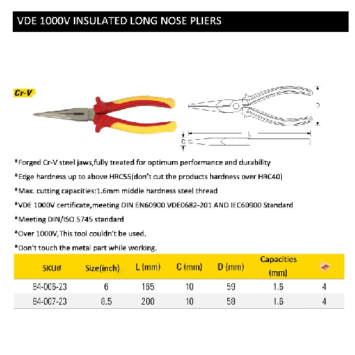 7&quot; VDE Kìm nhọn Stanley 84-006