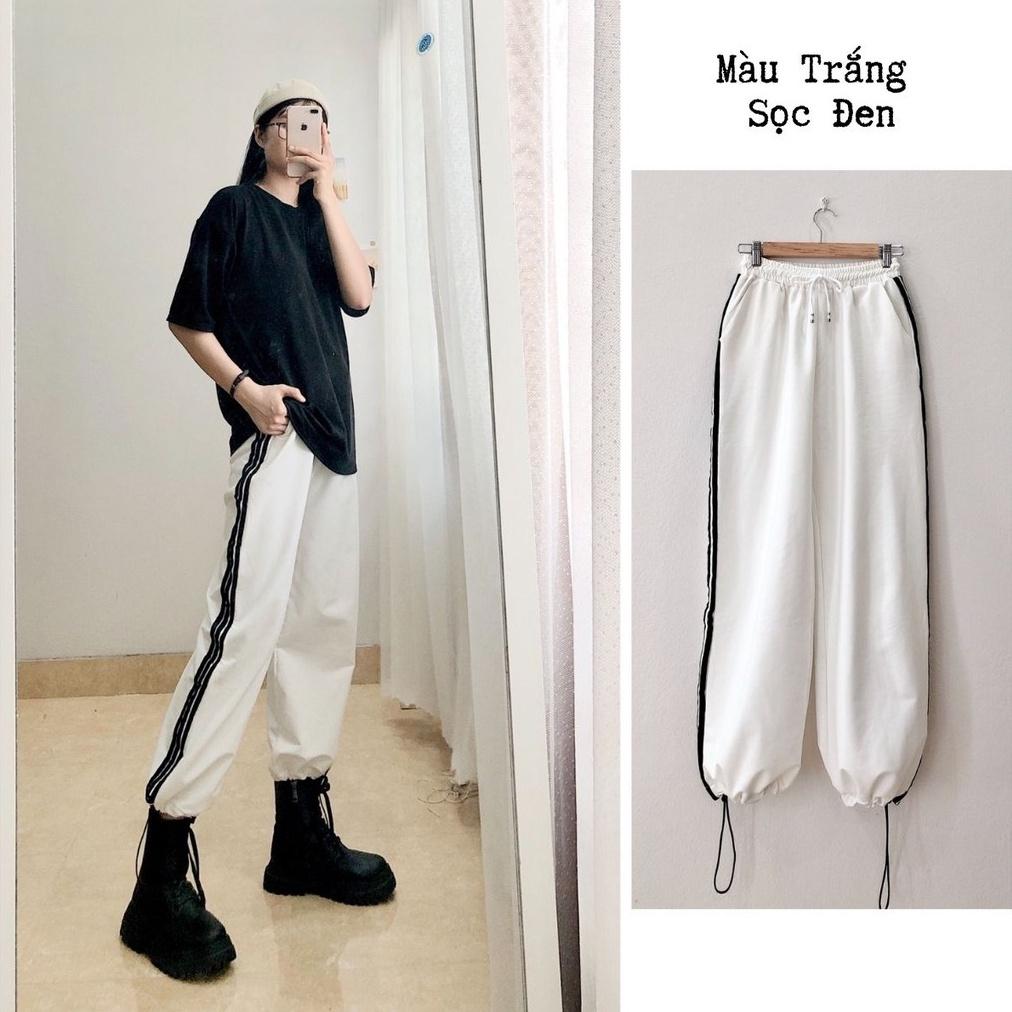 Quần Jogger Nam Nữ Form Dáng Rộng Ống Suông Rộng 3 Sọc Rút Gấu Unisex Thể Thao Vải Mịn THUNDERUNISEX Ullzang