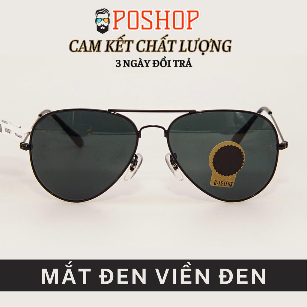 mắt kính nam nữ cao cấp POSHOP gọng kim loại kiểu phi công cổ điển với tròng thuỷ tinh cường lực chống uv400 R3026