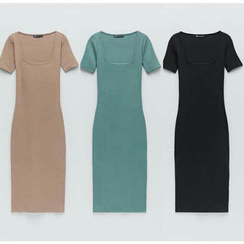 Váy len tăm body cộc tay 3 màu cực xinh