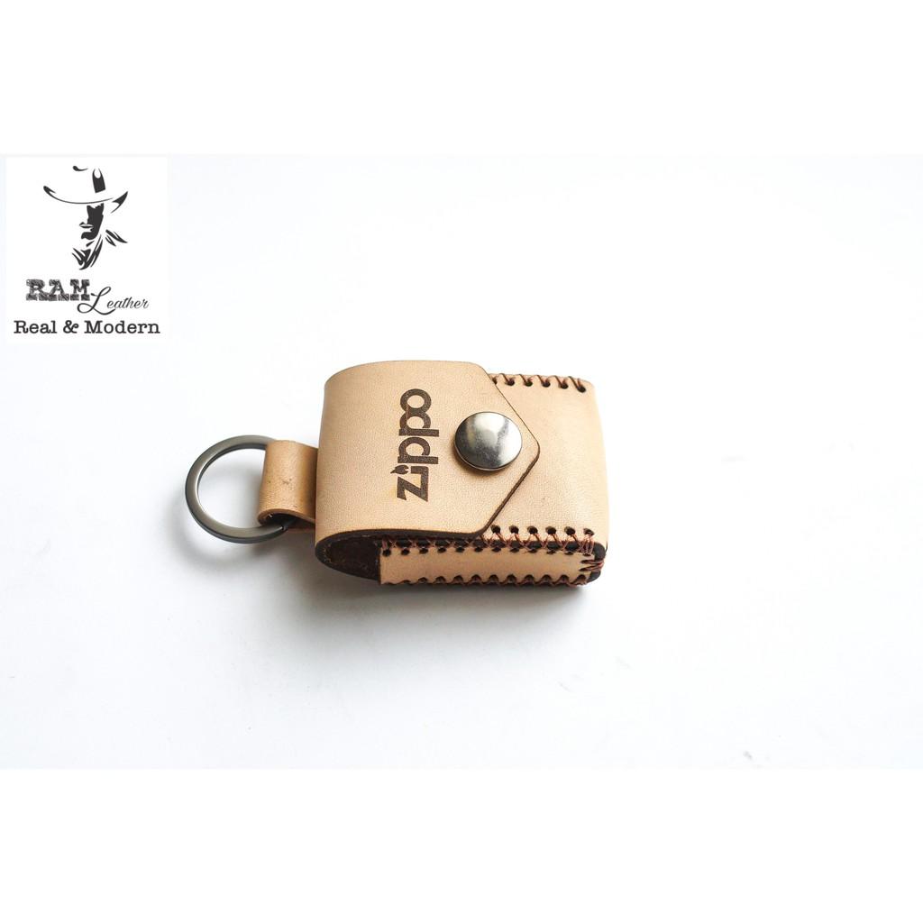 Bao zippo da bò vegtan thảo mộc Ý có móc khóa - RAM Leather