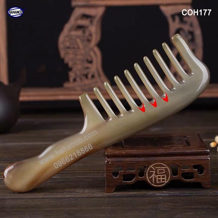 Lược sừng răng thưa xuất Nhật hàng VIP (Size: XL - 19cm) COH177 - Cho tất cả các loại tóc /xoăn /xù /rối - Chăm sóc tóc