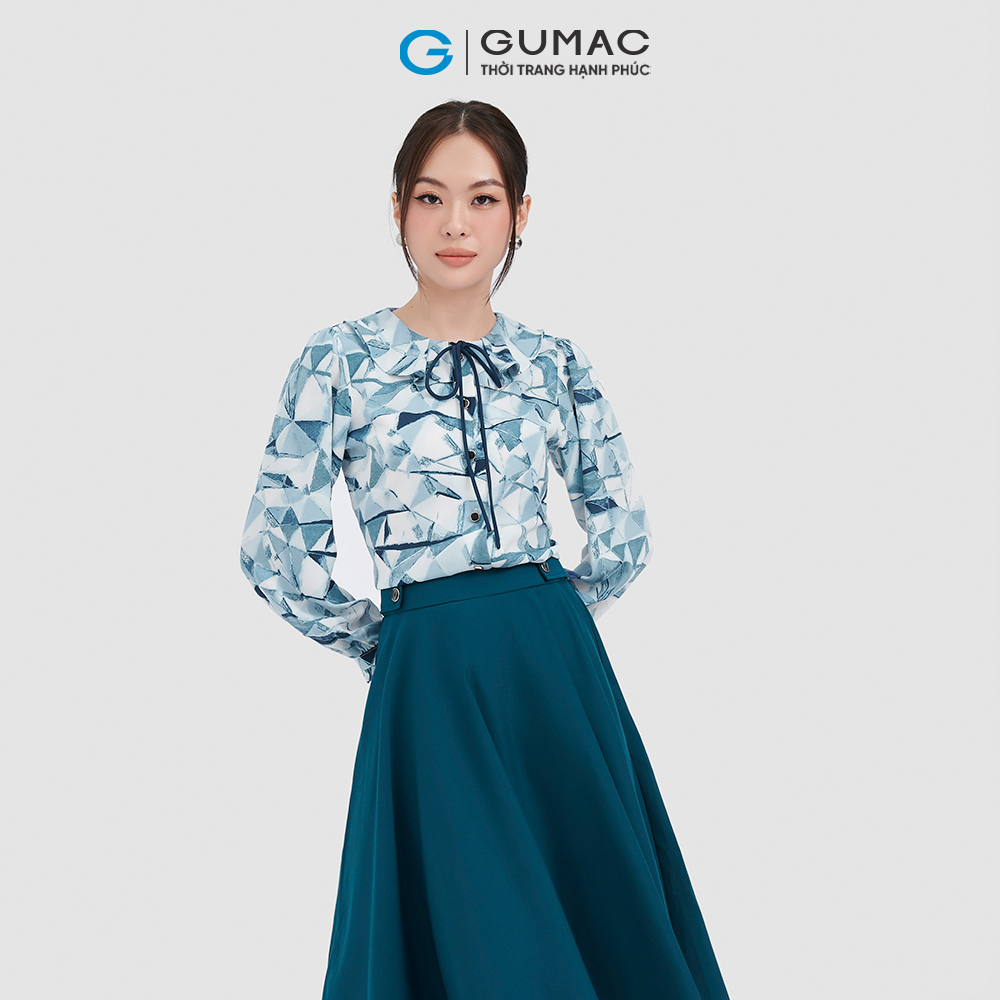 Áo sơ mi nữ GUMAC AC10074 tay dài cổ kiểu xếp bèo