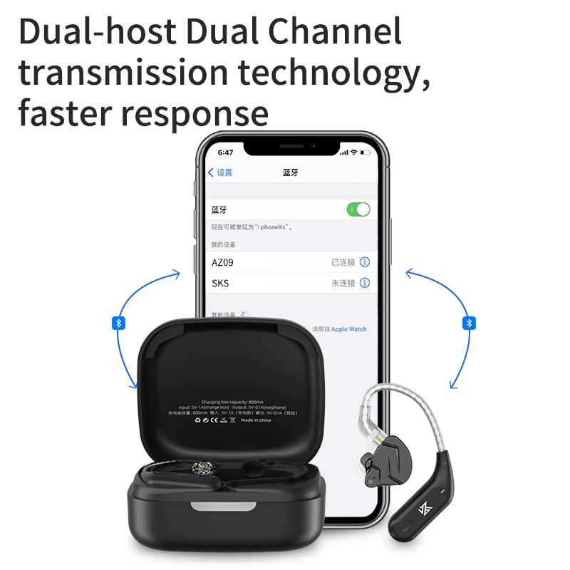 KZ AZ09 HD Bluetooth 5.2 Cáp Nâng Cấp Wifi Không Dây Móc Tai Với Sạc Dành Cho DQ6 ZSX ASX VX C12 tai Nghe Nhét Tai Tai Nghe