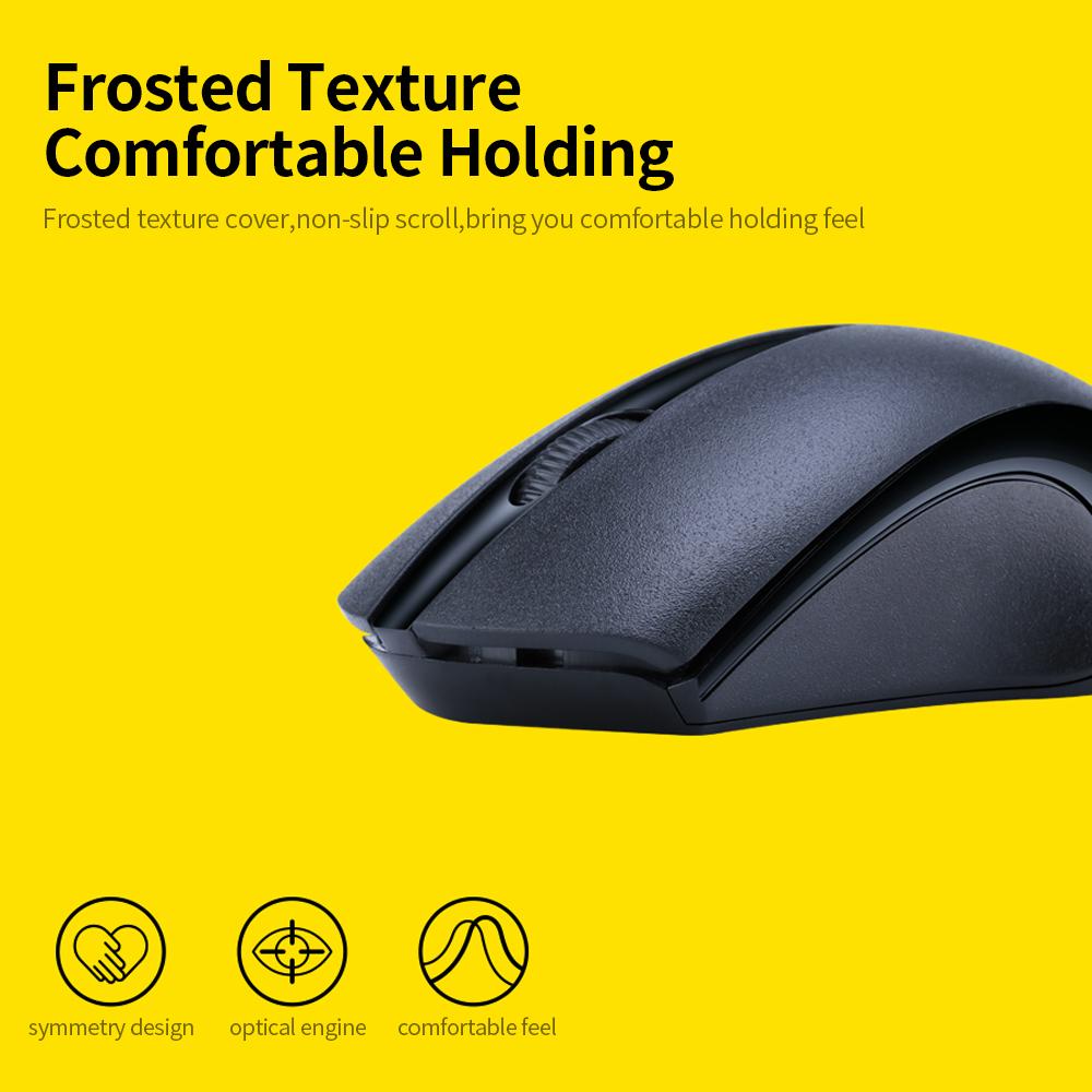 T-WOLF Q2 2.4G Wireless Optical Office Mouse 3 Button 1200 DPI Ergonomic Gaming Mouse for PC/Laptop White